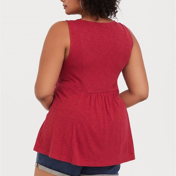 Torrid Red Embroidered V-Neck Tank - Picture 3 of 9